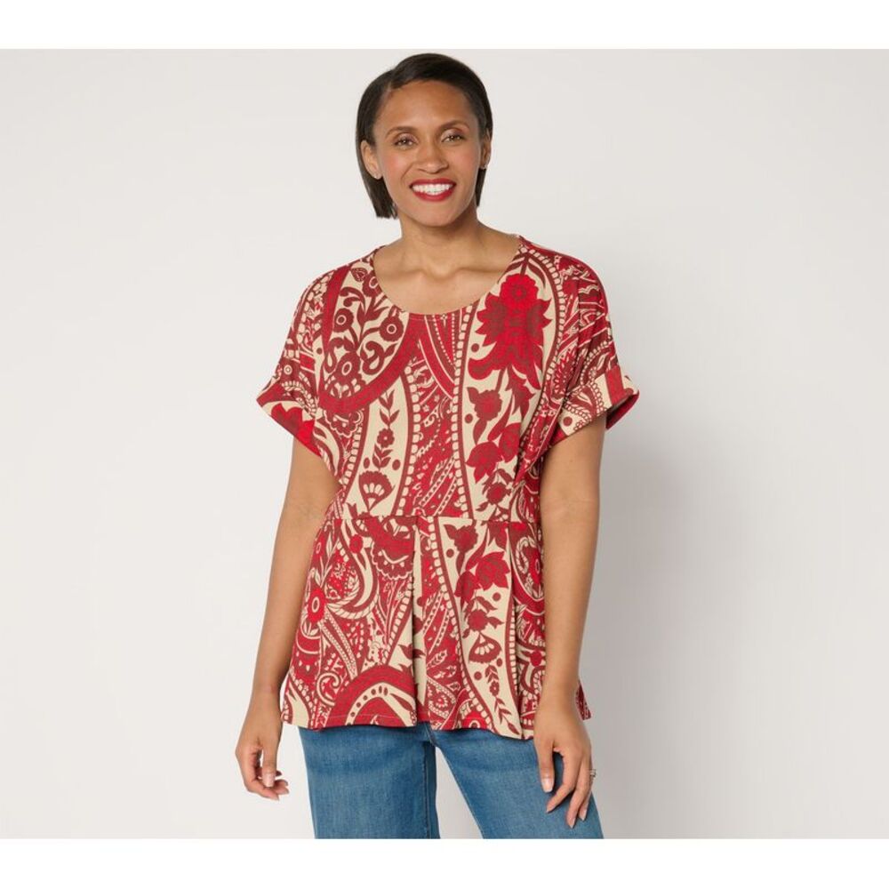 BEAUTIFUL by Lawrence Zarian Women's Top Sz XS Dolman Sleeve Red A677485